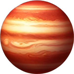 A planet that looks like Jupiter but red emoji