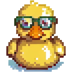 Rubber duck wearing tiny glasses emoji