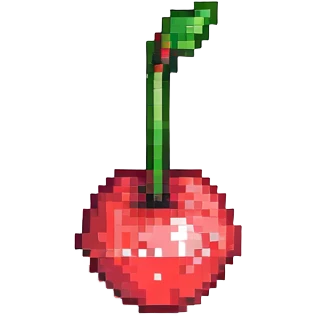 cherry, bright red, green stem, simple emoji