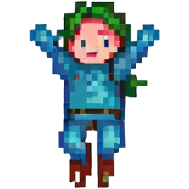 happy emotion, person jumping for joy, pixel art style emoji