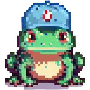 Tiny tropic frog wearing a baseball cap emoji