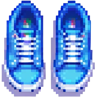 Change the sneakers to blue color, keep pixel art style and transparent background. emoji