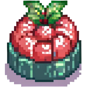 pixel art jelly dessert, simple and colorful, with a cherry on top emoji