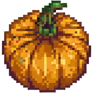 simple and recognizable pumpkin, vibrant colors, small size, pixel art style emoji