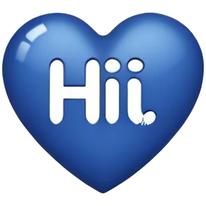 Dark blue heart with the words hi in the middle  emoji