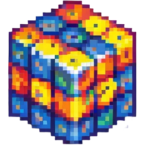 a Rubik's cube, pixel art style, bright colors emoji