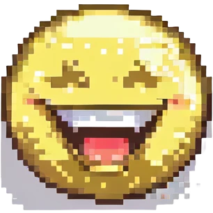 A laughing emoji in the style of the reference image, pixel art style emoji