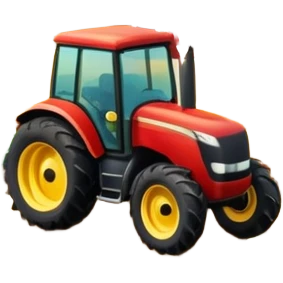 farm with barn, tractor, and crops emoji