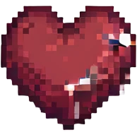 a heart in burgundy color, pixel art style emoji