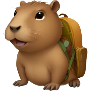 Capybara with tortoise backpack emoji
