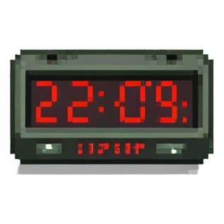 Digital clock showing 2:00 sticker