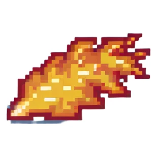 right fire end cap, flame tip pointing right, orange and yellow sticker