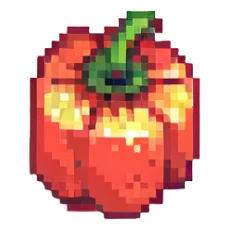 red capsicum, pixel art, simple, no background sticker