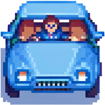 Accountant in blue car drive to Lipetsk emoji