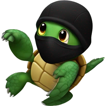 Turtle running with black ski mask  emoji