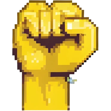 pixel art style, emoji arm flexing, classic yellow emoji color, simple and iconic emoji