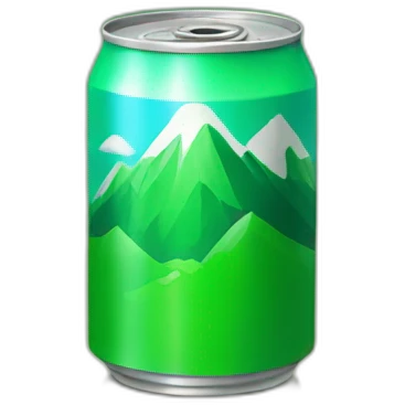 green soda can with a mountain on emoji