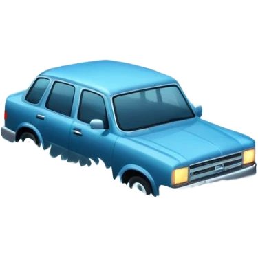 showing a flood disaster scene with strong water waves overflowing streets, partially submerged houses and cars, dark cloudy sky emoji