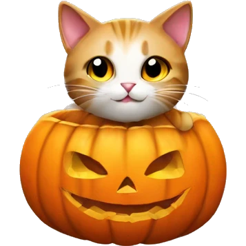 cat inside halloween pumpkin emoji