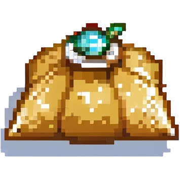 Convert the diamond samosa image to pixel art style with a shining border around it. Keep the background transparent. emoji