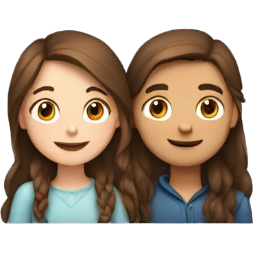 Girl with brown hair and boy with brown hair cuddling emoji
