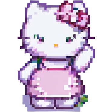 hello kitty pixel art waving emoji