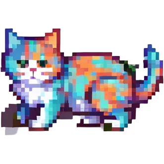 a cute cat, simple and colorful, pixel art style emoji