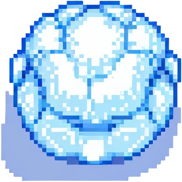 small pixel art ice, blue and white colors emoji
