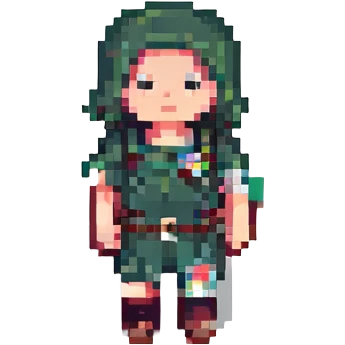 Make the object more realistic in pixel art style while keeping it playful and abstract. Add realistic hair texture and shading, and include more anatomical details but still maintain a cartoonish look. No explicit nudity. emoji