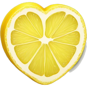 Realistic heart shaped lemon slice. emoji