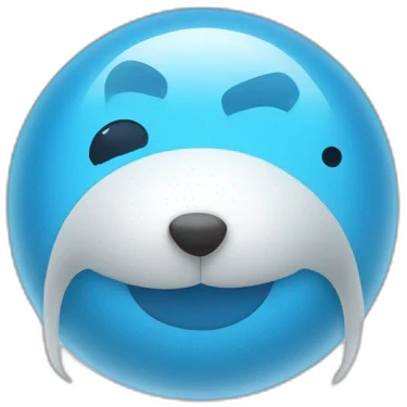 Blue seal with white nose and a pin ball at the end of the nose and a light blue collar emoji