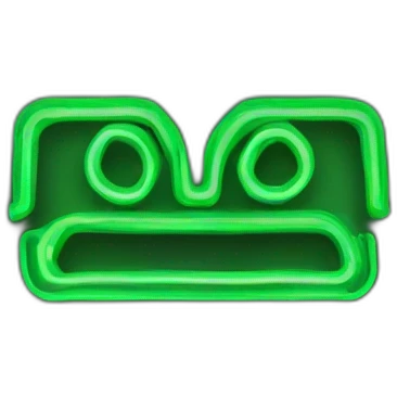green neon sign in the form of a hieroglyphic 3d emoji