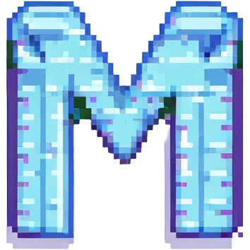 retro video game style pixel art letter M, simple and iconic emoji