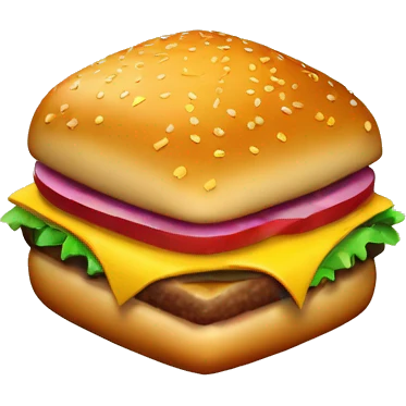 3D top angle of a cubic squared burger emoji
