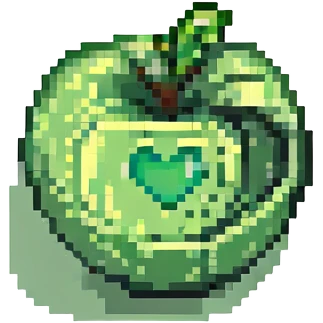 green apple emoji with a black heart in the middle, no text emoji