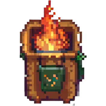 dumpster on fire, pixel art style emoji