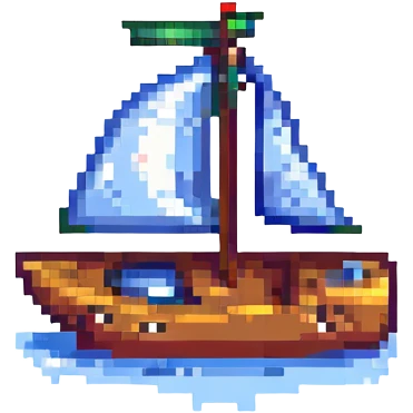 pixel art sailboat, minimal, clear sky, no text emoji