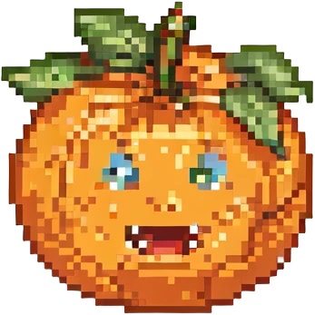tangerine fruit with a laughing-crying expression emoji