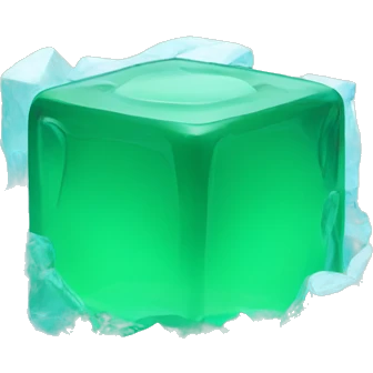 Green cube in 3d like ice emoji