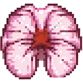 kidney in pixel art style, small and blocky, red and pink emoji