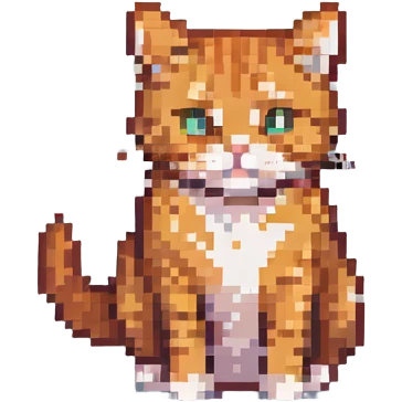orange tabby cat sitting pixel art emoji