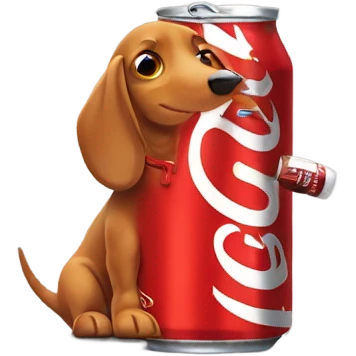 Wiener dog with a Coke ￼ emoji