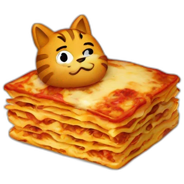 Garfield with a lasagna emoji