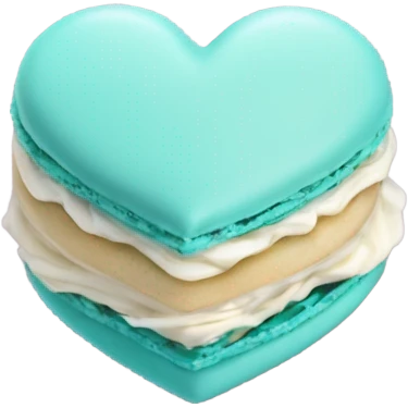 Heart shaped macaroon with cyan cream emoji