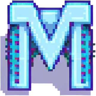 bold and clear letter M in pixel art style emoji
