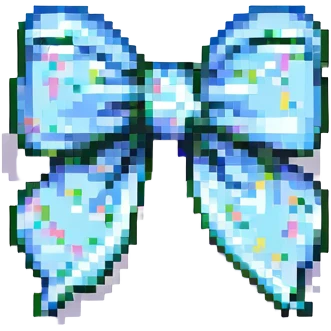 small and cute bow ribbon in pixel art style emoji