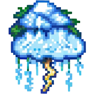 Cloud with rain andlightning emoji