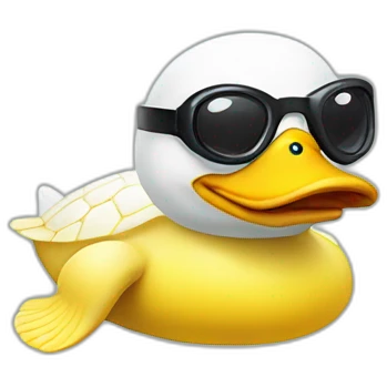 White turtle duck with yellow googles emoji