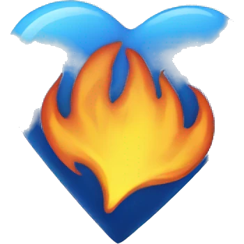 Blue heart with fire emoji