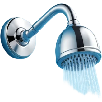 3D render of a modern shower head spraying water, minimal background, Pixar style, soft lighting, clean bathroom chrome aesthetic, slightly playful


 emoji